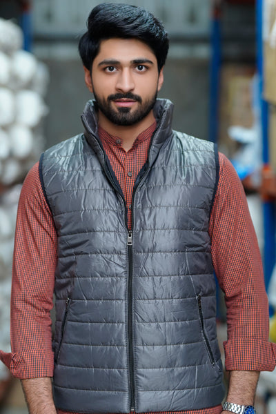 Men Sleeveless Puffer Jacket Charcoal