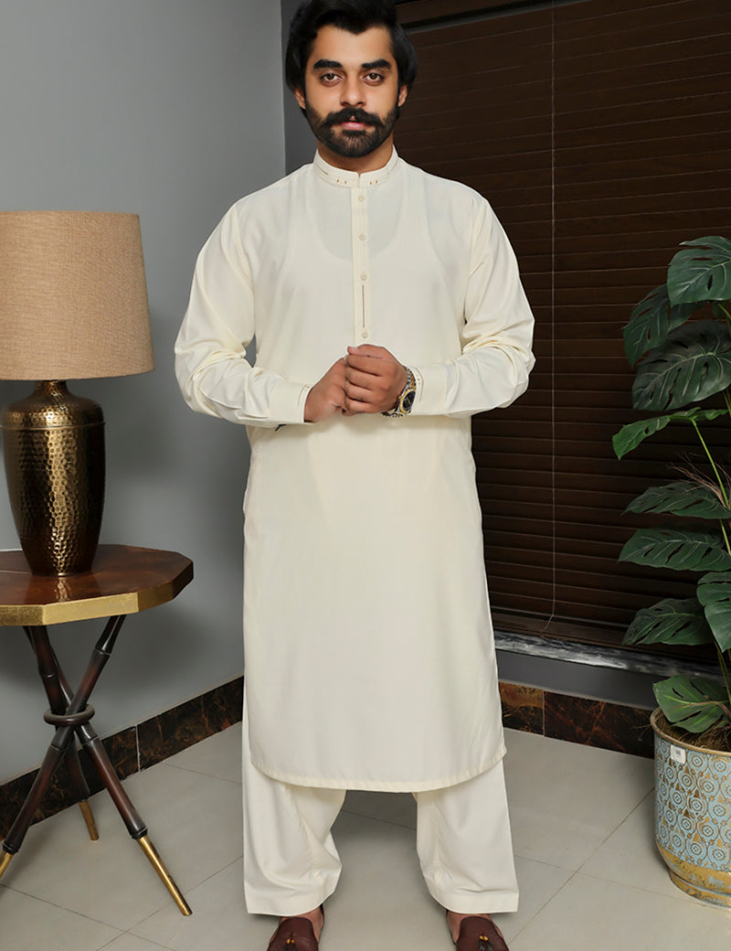 wash n wear Kameez Shalwar Cream