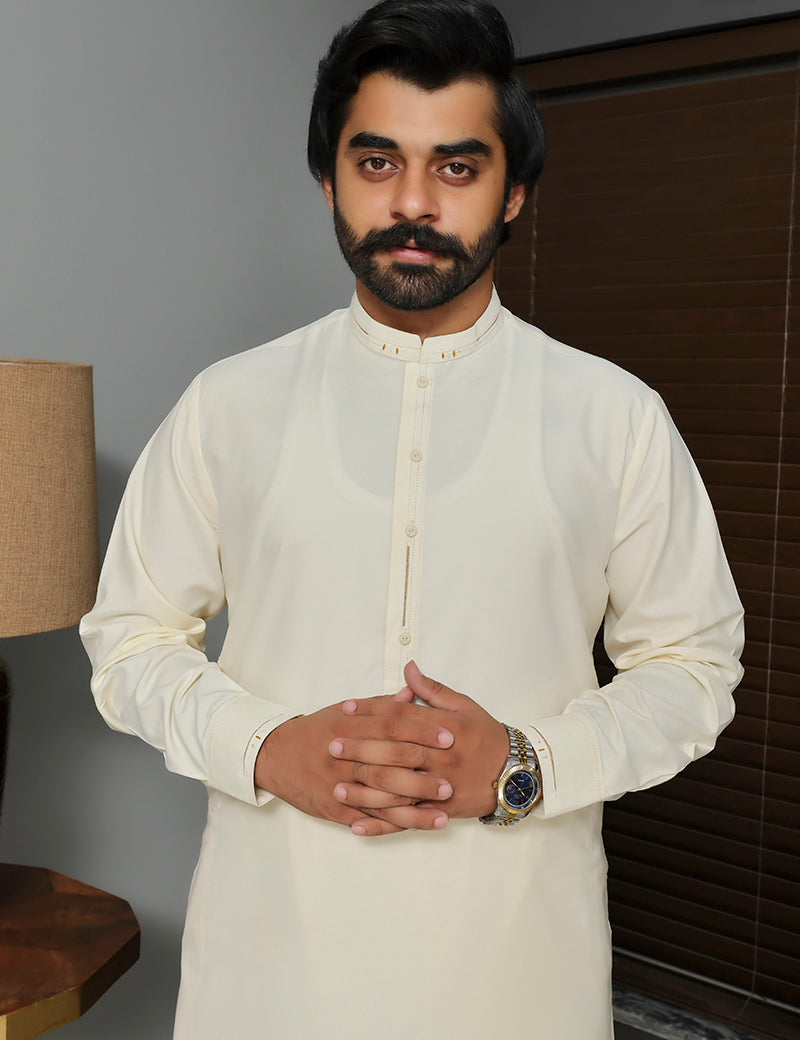wash n wear Kameez Shalwar Cream