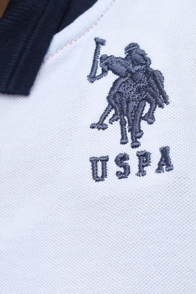 Kids Collared Polo Shirt White- Red