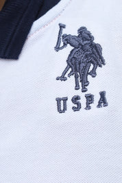 Kids Collared Polo Shirt White- Red