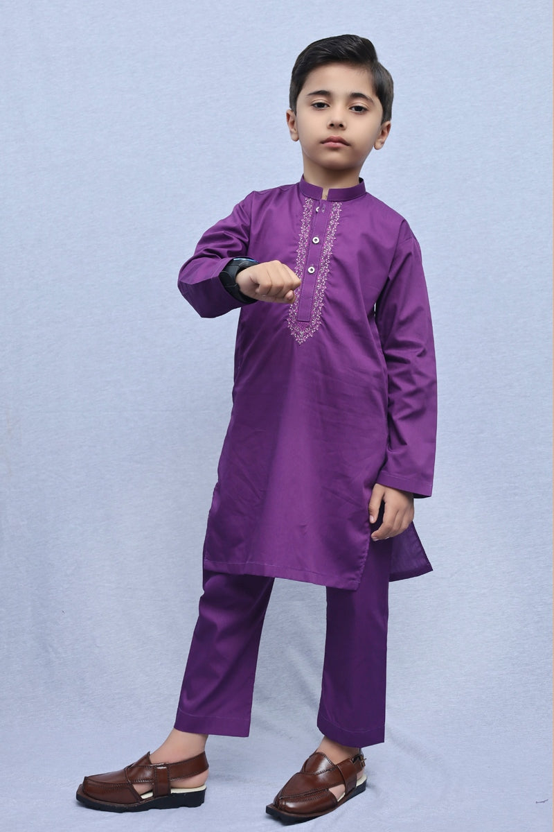 Boys Cotton Kameez Shalwar Purple