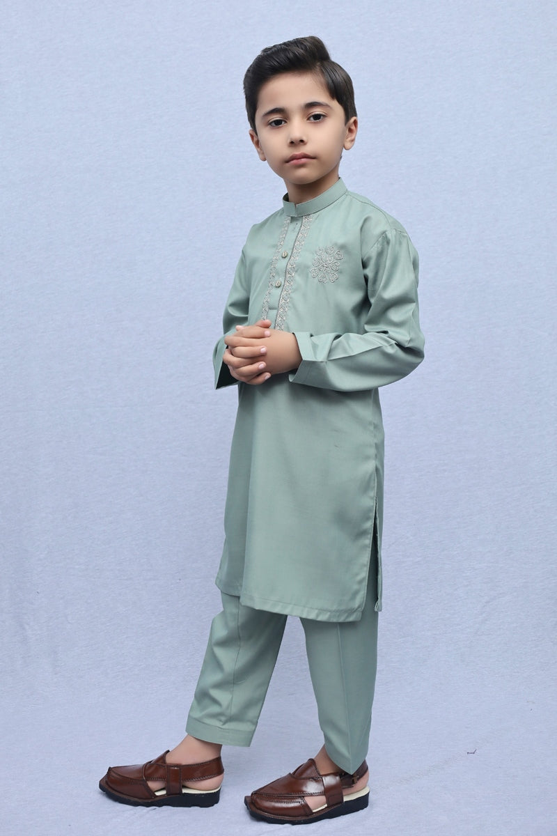 Boys Wash n Wear Kameez Shalwar Sea Blue