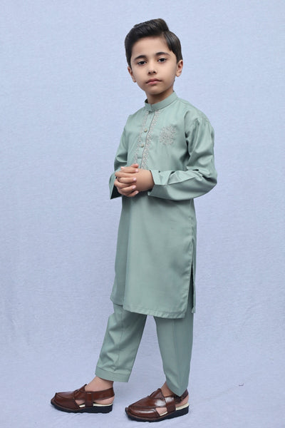 Boys Wash n Wear Kameez Shalwar Sea Blue
