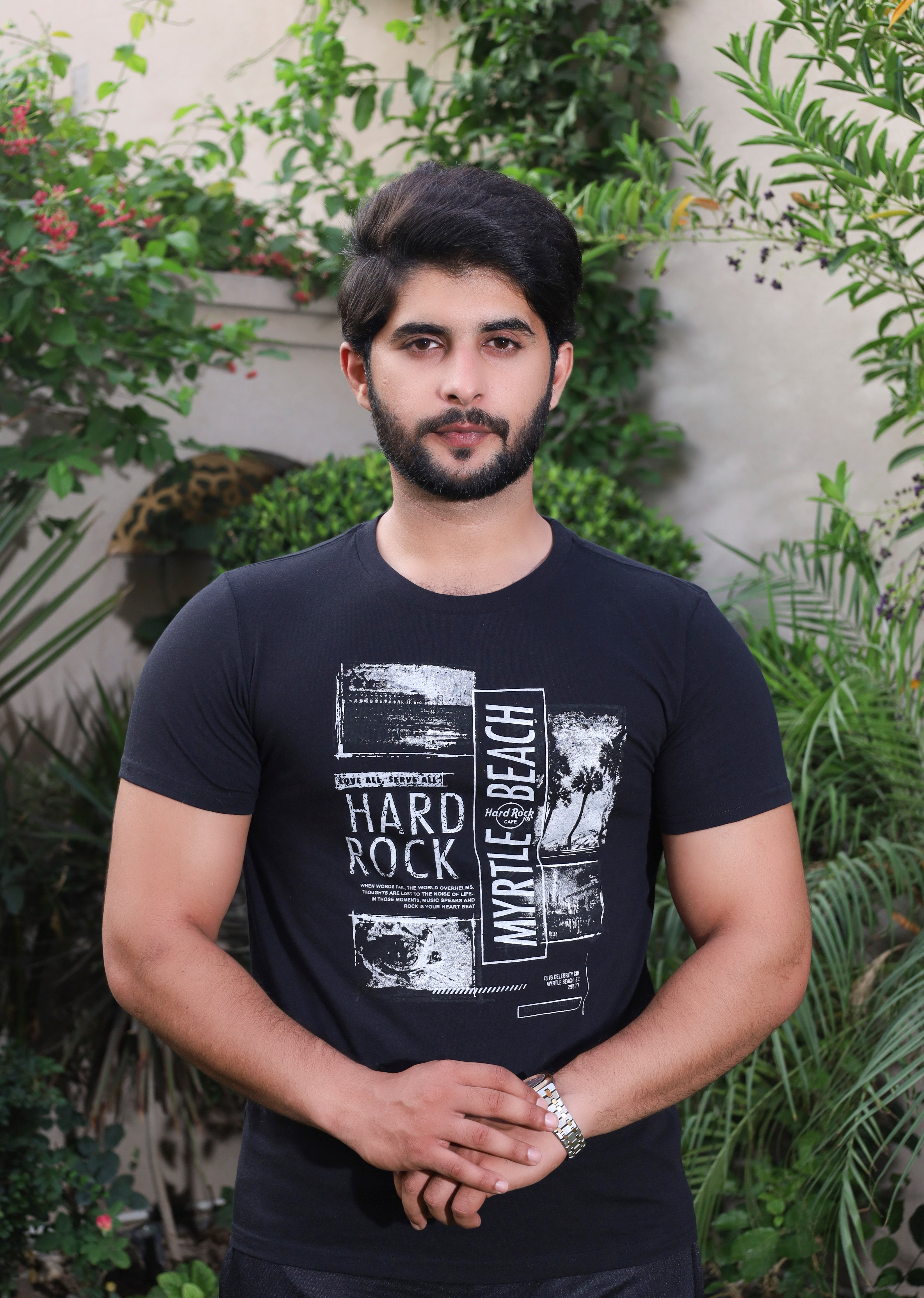 Men Printed Cotton T-Shirt Black