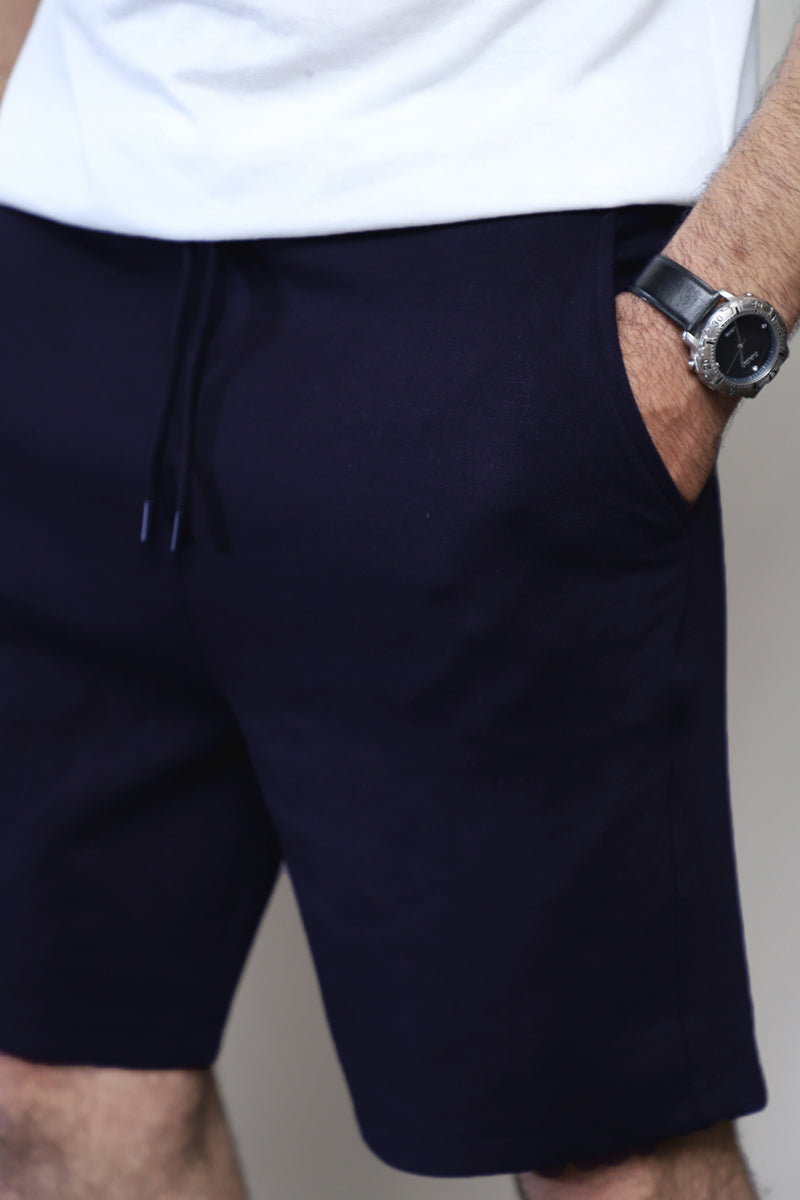 Men's Navy Jogging Shorts with Elastic Waistband