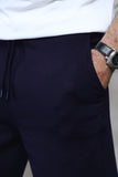 Men's Navy Jogging Shorts with Elastic Waistband