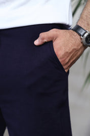 Men's Navy Jogging Shorts with Elastic Waistband