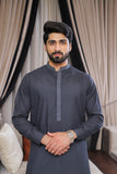 Men’s Charcol Embroidered Shalwar Kameez – Premium Blended Fabric