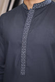 Men’s Charcol Embroidered Shalwar Kameez – Premium Blended Fabric