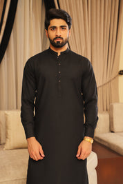 Men’s Classic Black Shalwar Kameez – Premium Blended Fabric
