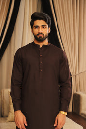 Men’s Classic Brown Shalwar Kameez – Premium Blended Fabric