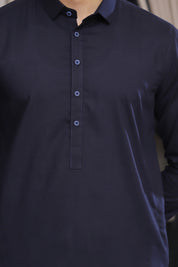 Men’s Classic Navy Blue Shalwar Kameez – Premium Blended Fabric