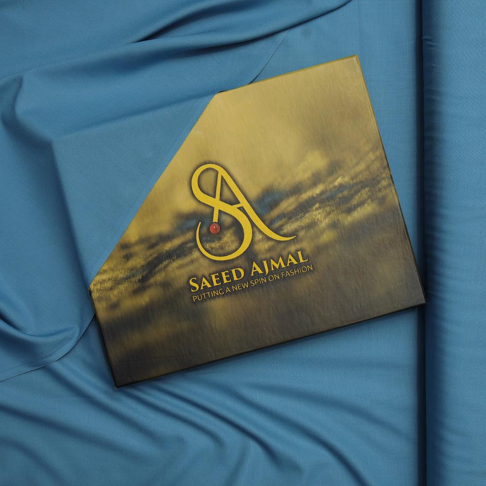 Premium Sea Blue Wash n Wear Blended Soft-Finish