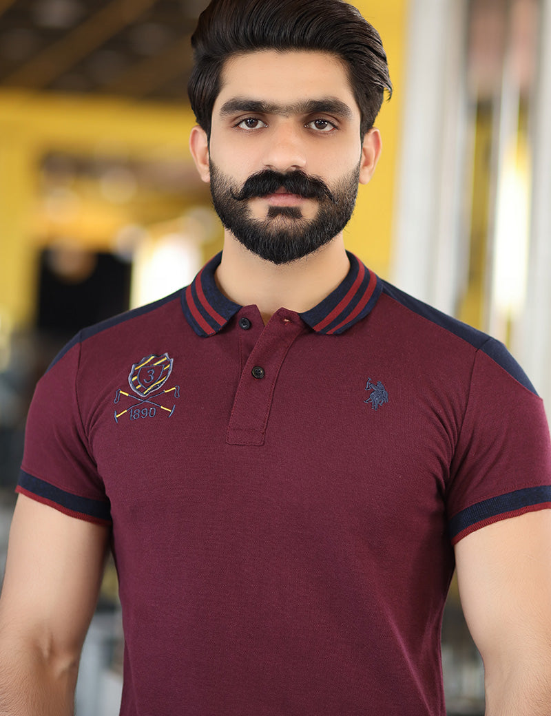 Men Collared Polo Shirt Maroon