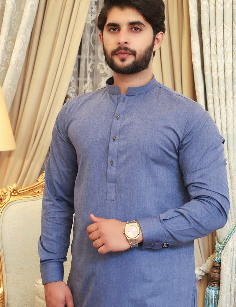 Men Premium Kameez Shalwar Blue