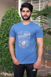 Men Printed Cotton T-Shirt Blue
