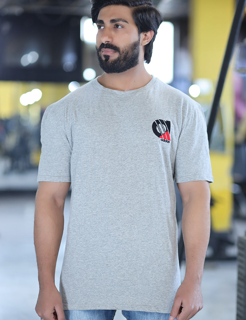 Men Round Neck T-Shirt Grey
