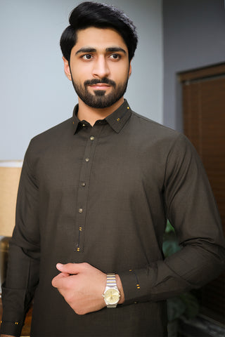 Men Wash n wear Kameez Shalwar Brown