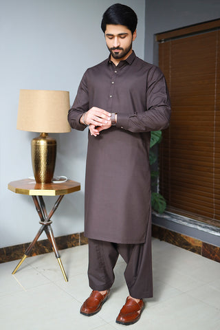 Men Wash n wear Kameez Shalwar Chocolate