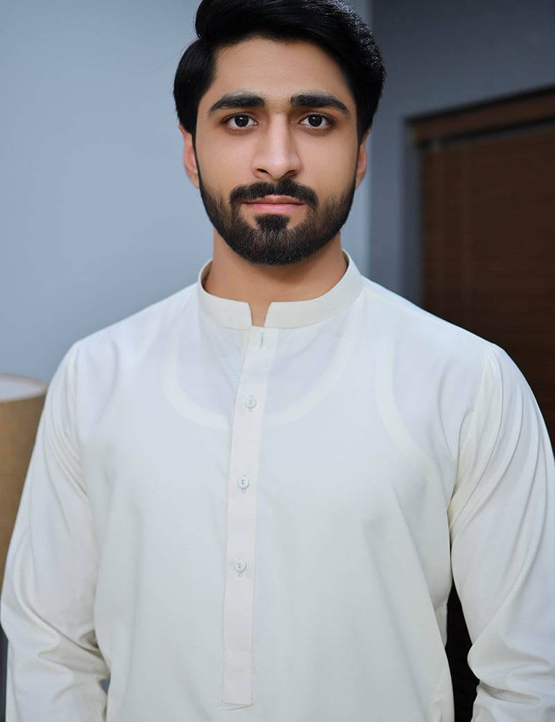 Men Wash n wear Kameez Shalwar Cream