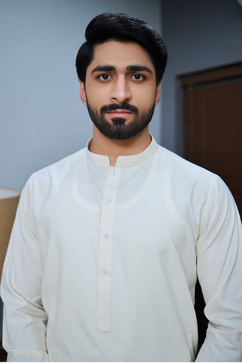 Men Wash n wear Kameez Shalwar Cream