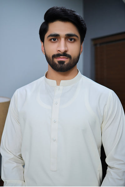 Men Wash n wear Kameez Shalwar Cream
