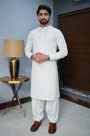 Men Wash n wear Kameez Shalwar Cream