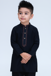 Boys Cotton Kameez Shalwar Black