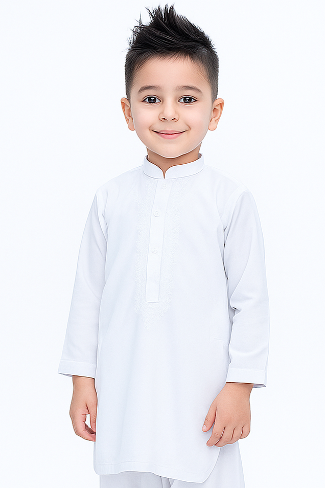 Boys Wash n Wear Kameez Shalwar Off White