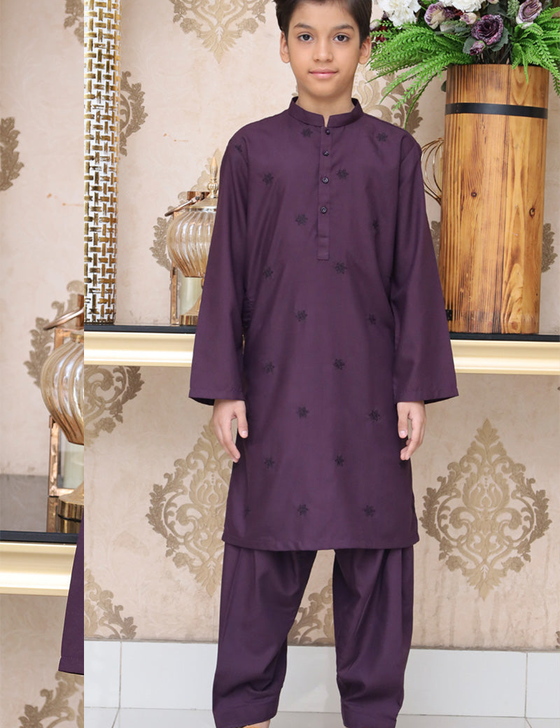 Premium textured fabric kameez shalwar PURPLE