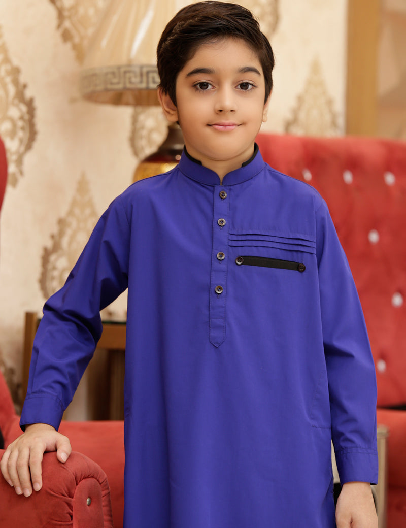 Boys Kameez Shalwar Premium Blended Fabric Blue