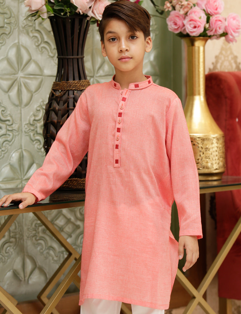 Boys Kurta Premium Texture Cotton Fabric Red
