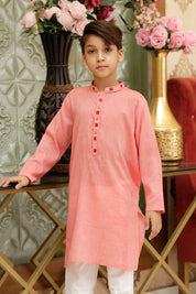 Boys Kurta Premium Texture Cotton Fabric Red