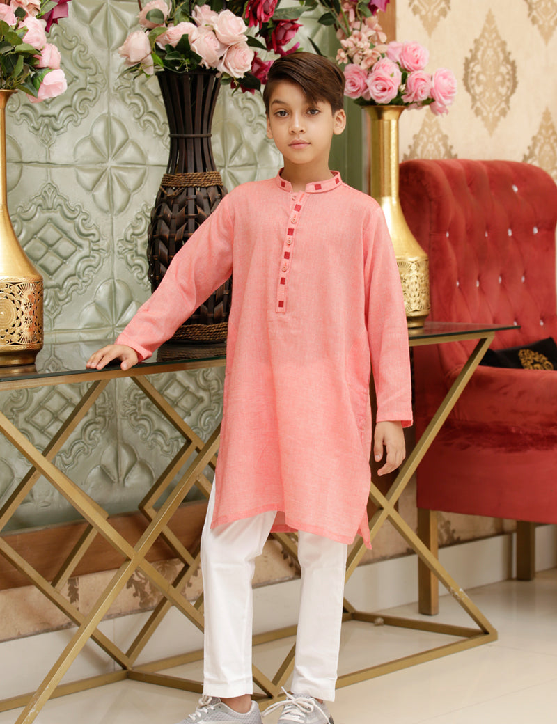Boys Kurta Premium Texture Cotton Fabric Red