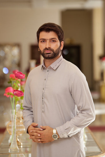 Men's Kameez Shalwar Premium Fabric WASH-N-WEAR Grey
