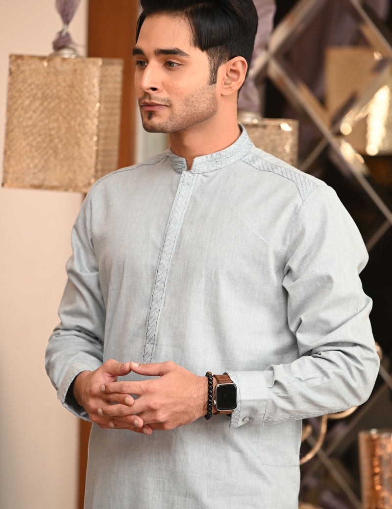 Men Kameez Shalwar Light Grey