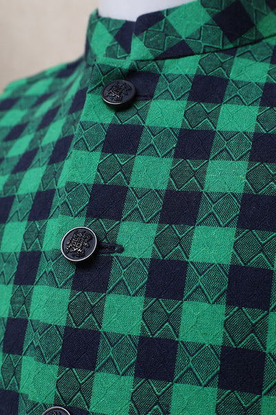 Boy Check Waistcoat Green