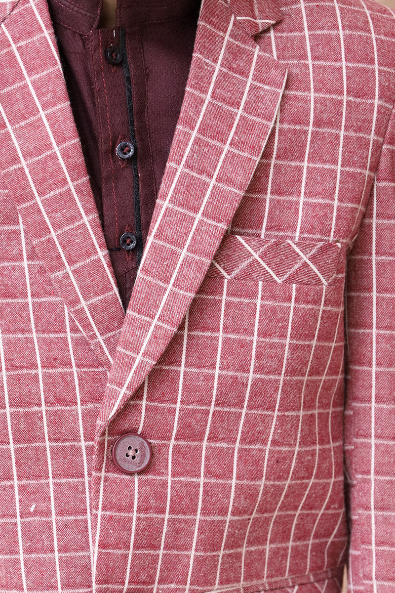 Kids Check Casual Coat Pink