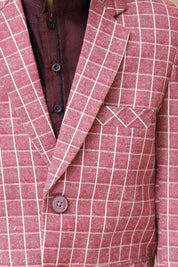 Kids Check Casual Coat Pink