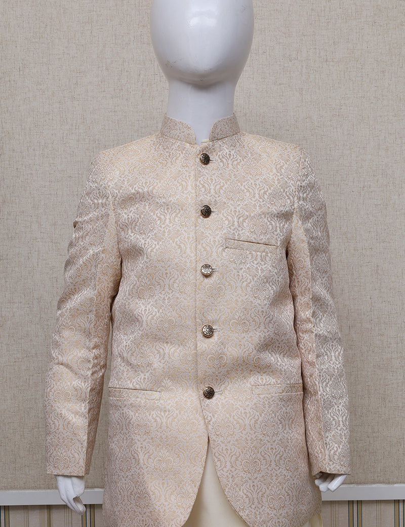 Boys Jamawar Prince Coat Golden