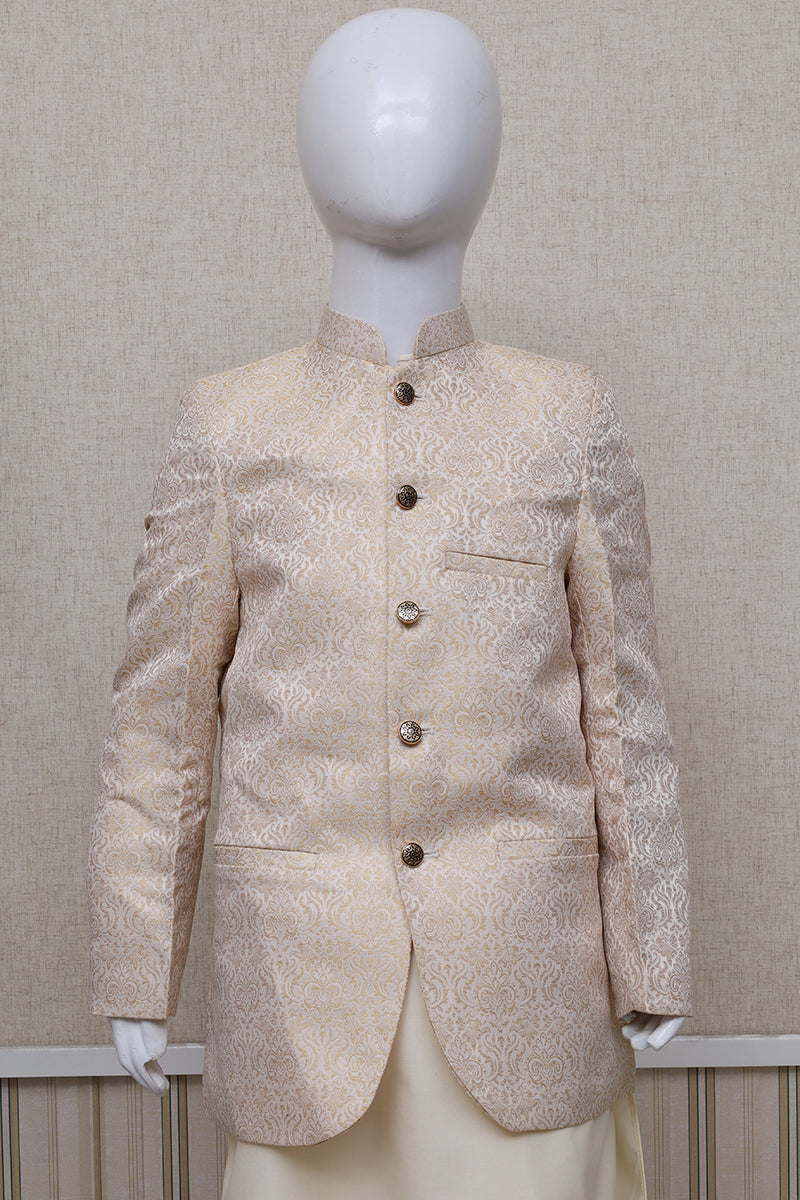 Boys Jamawar Prince Coat Golden