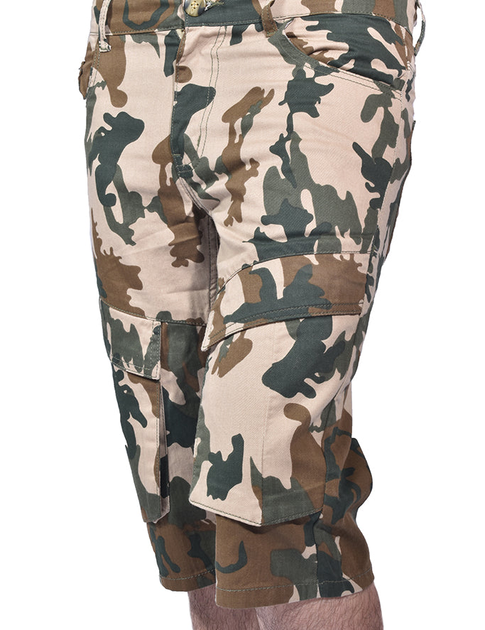 Men Denim Short Camo Design Green