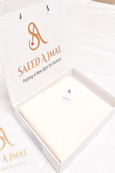 Men Soft Summer Fabric Unstitch Kameez Shalwar Cream