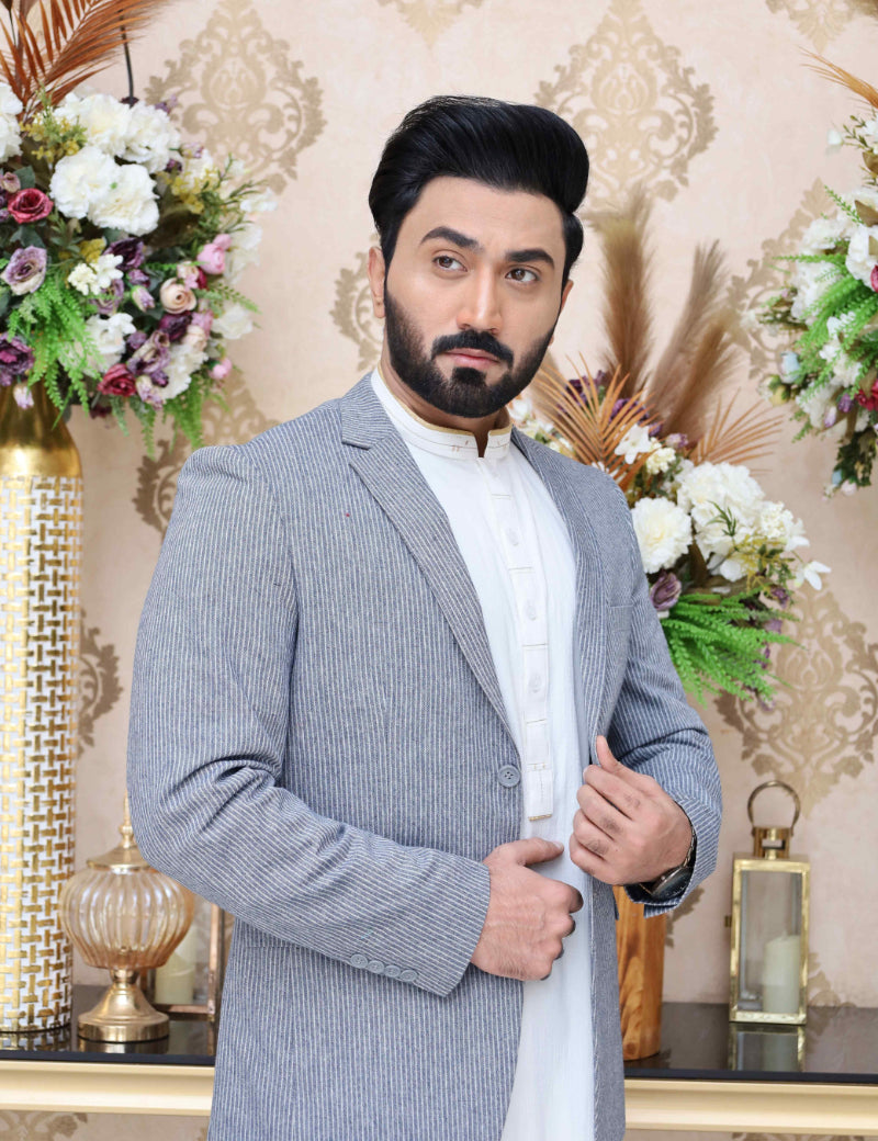 Men Casual Coat  Blue Strip