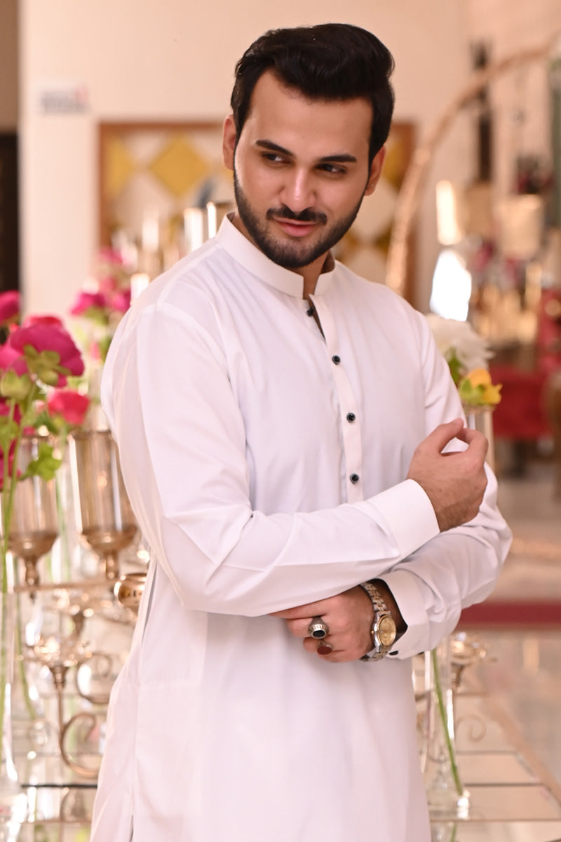 Men Kameez Shalwar Wash-N-Wear Off-White