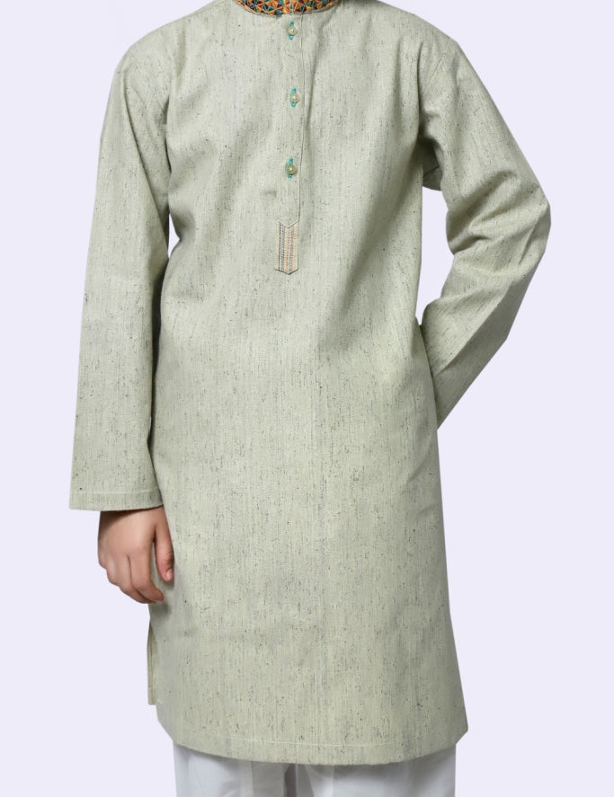 Boy SLUB-COTTON Kurta Green
