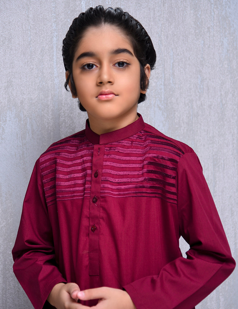 Boys Cotton Kameez Shalwar Maroon