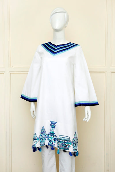 Jaquard Fabric Embroided Kurti