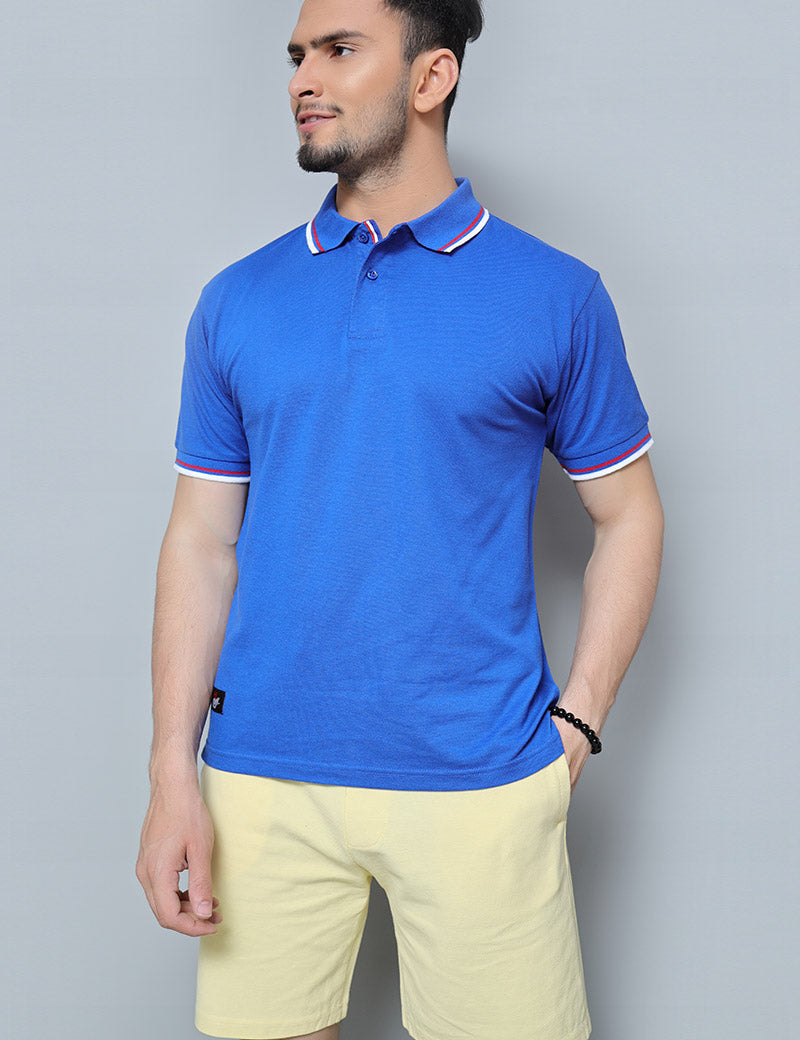 Men Short Sleeve Polo Shirt Blue